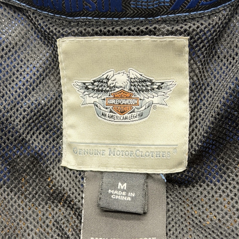 Harley-Davidson Shirt Womens M Blue Plaid Button-Up Short Sleeve Embroidered - Picture 2 of 6